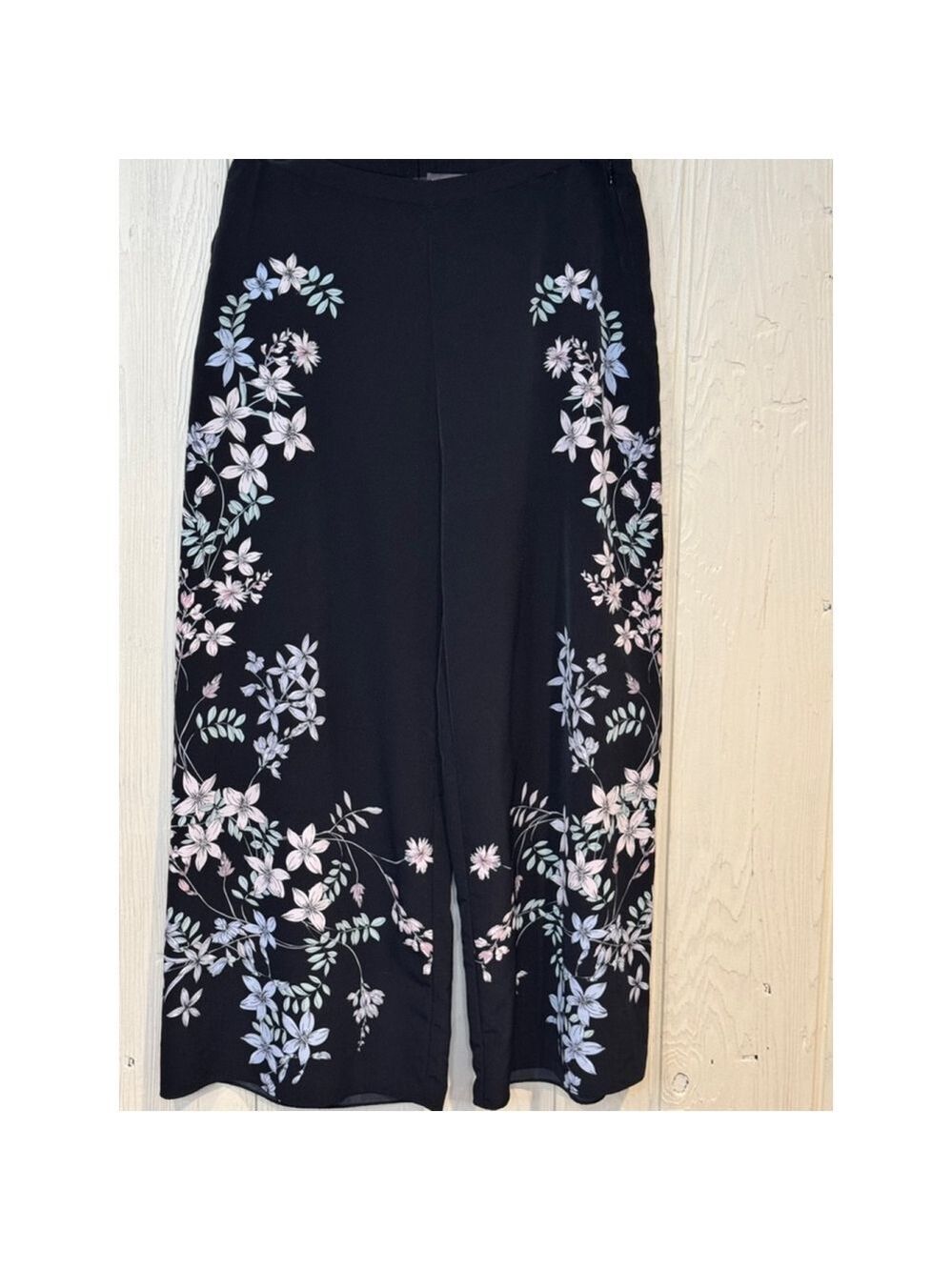 Women's Vince Camuto Wide Leg Crop Pants, Size 2, Black Floral